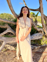 Load image into Gallery viewer, Off white boho beach maxi dress from natural hand loom fabric.