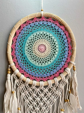 Load image into Gallery viewer, Big rainbow dreamcatcher with feathers.