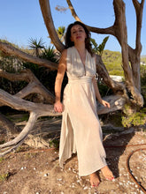 Load image into Gallery viewer, Off white boho beach maxi dress from natural hand loom fabric.