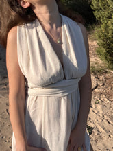 Load image into Gallery viewer, Off white boho beach maxi dress from natural hand loom fabric.