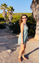 Load image into Gallery viewer, Sexy short beach dress with deep neckline from eco friendly fabric.