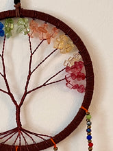 Load image into Gallery viewer, Tree of life dream catcher with crystals and tassels.
