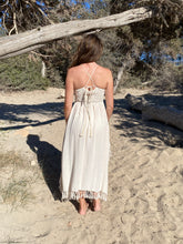 Load image into Gallery viewer, White boho long dress from raw organic cotton.