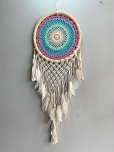 Load image into Gallery viewer, Big rainbow dreamcatcher with feathers.