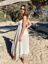 Load image into Gallery viewer, White boho long dress from raw organic cotton.