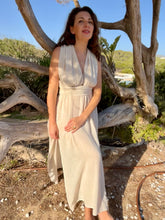 Load image into Gallery viewer, Off white boho beach maxi dress from natural hand loom fabric.