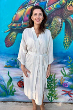 Load image into Gallery viewer, Japanese style kimono robe from natural, hand loom and sustainable fabric.