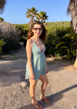 Load image into Gallery viewer, Sexy short beach dress with deep neckline from eco friendly fabric.