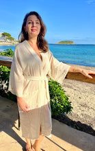 Load image into Gallery viewer, Japanese style kimono robe from natural, hand loom and sustainable fabric.