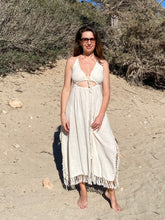 Load image into Gallery viewer, White boho long dress from raw organic cotton.