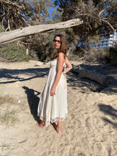 Load image into Gallery viewer, White boho long dress from raw organic cotton.