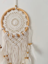 Load image into Gallery viewer, White dream catcher with feathers.