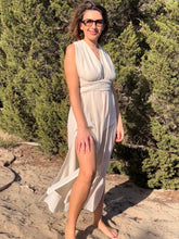 Load image into Gallery viewer, Off white boho beach maxi dress from natural hand loom fabric.