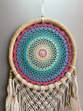 Load image into Gallery viewer, Big rainbow dreamcatcher with feathers.