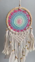 Load and play video in Gallery viewer, Boho dreamcatcher with feathers and rattan frame.