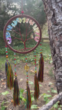 Load and play video in Gallery viewer, Tree of life dream catcher with crystals and tassels.