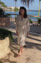 Load and play video in Gallery viewer, Japanese style kimono robe from natural, hand loom and sustainable fabric.