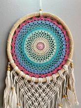 Load image into Gallery viewer, Big rainbow dreamcatcher with feathers.
