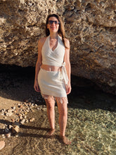 Load image into Gallery viewer, Sleeveless wrap top from raw organic cotton.
