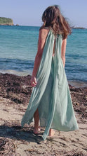 Load and play video in Gallery viewer, Long goddess boho dress from raw cotton.
