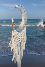 Load and play video in Gallery viewer, Moon dreamcatcher with feathers and bamboo.
