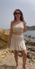 Load and play video in Gallery viewer, Mini skirt from hand woven raw organic cotton.
