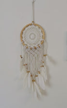 Load and play video in Gallery viewer, White dream catcher with feathers.
