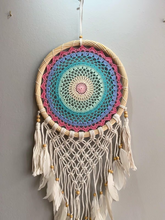 Load image into Gallery viewer, Big rainbow dreamcatcher with feathers.
