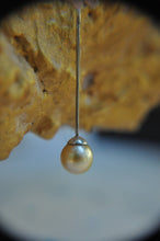 Load image into Gallery viewer, Silver earrings with  South Sea golden pearls.
