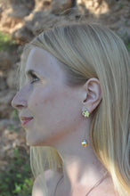 Load image into Gallery viewer, Silver earrings with  South Sea golden pearls.
