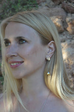 Load image into Gallery viewer, Silver earrings with  South Sea golden pearls.
