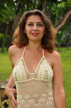 Load image into Gallery viewer, Boho crochet dress with shells.
