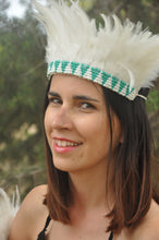 Load image into Gallery viewer, White feathers necklace or headband.
