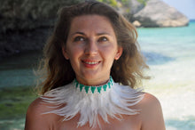 Load image into Gallery viewer, White feathers necklace or headband.
