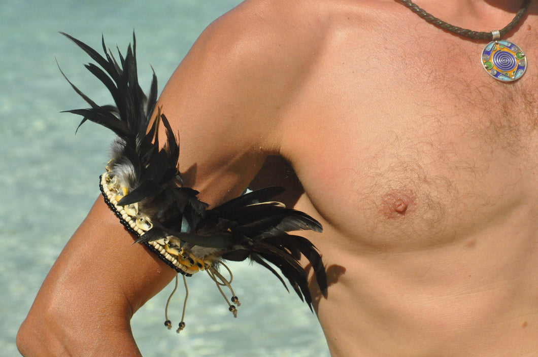 Dark feathers armband, choker or anklet.