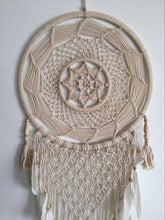 Load image into Gallery viewer, Wall hanging/ home decor/ macrame/ big dream catcher with feathers/ boho dreamcatcher.
