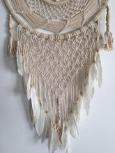 Load image into Gallery viewer, Wall hanging/ home decor/ macrame/ big dream catcher with feathers/ boho dreamcatcher.
