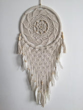 Load image into Gallery viewer, Wall hanging/ home decor/ macrame/ big dream catcher with feathers/ boho dreamcatcher.
