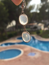 Load image into Gallery viewer, Silver earrings with double moonstone.
