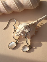 Load image into Gallery viewer, Silver earrings with double moonstone.
