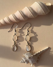 Load image into Gallery viewer, Silver earrings with double moonstone.
