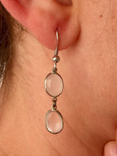 Load image into Gallery viewer, Silver earrings with double moonstone.
