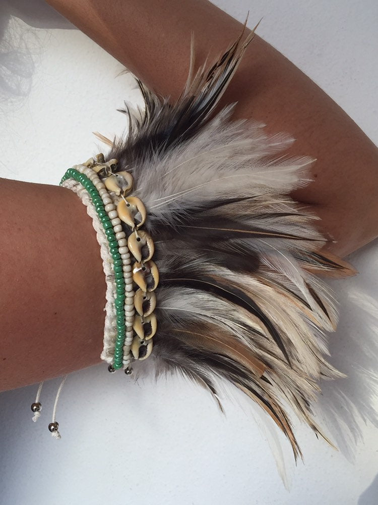 Tribal feathers armband, choker or anklet.