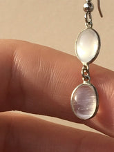 Load image into Gallery viewer, Silver earrings with double moonstone.
