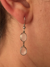 Load image into Gallery viewer, Silver earrings with double moonstone.
