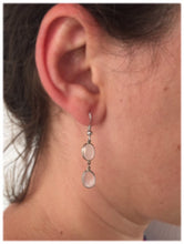 Load image into Gallery viewer, Silver earrings with double moonstone.
