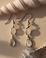 Load image into Gallery viewer, Silver earrings with double moonstone.
