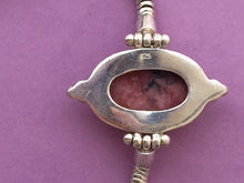 Load image into Gallery viewer, Unique silver bracelet with Rhodonite stone/heart chakra stone.
