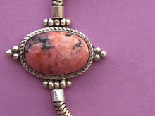 Load image into Gallery viewer, Unique silver bracelet with Rhodonite stone/heart chakra stone.
