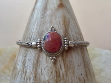 Load image into Gallery viewer, Silver bracelet with  Rhodonite stone/heart chakra stone.
